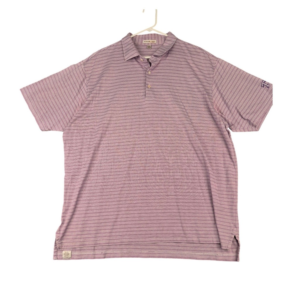 Peter Millar TCU Horned Frogs Polo Shirt Mens XXL Purple White Stripe MF13K14